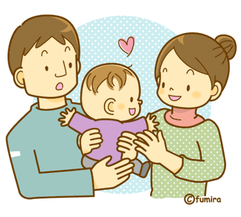 子供を抱く夫婦