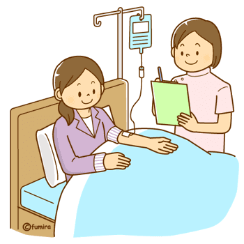 個室ベッドで医療行為を受ける患者